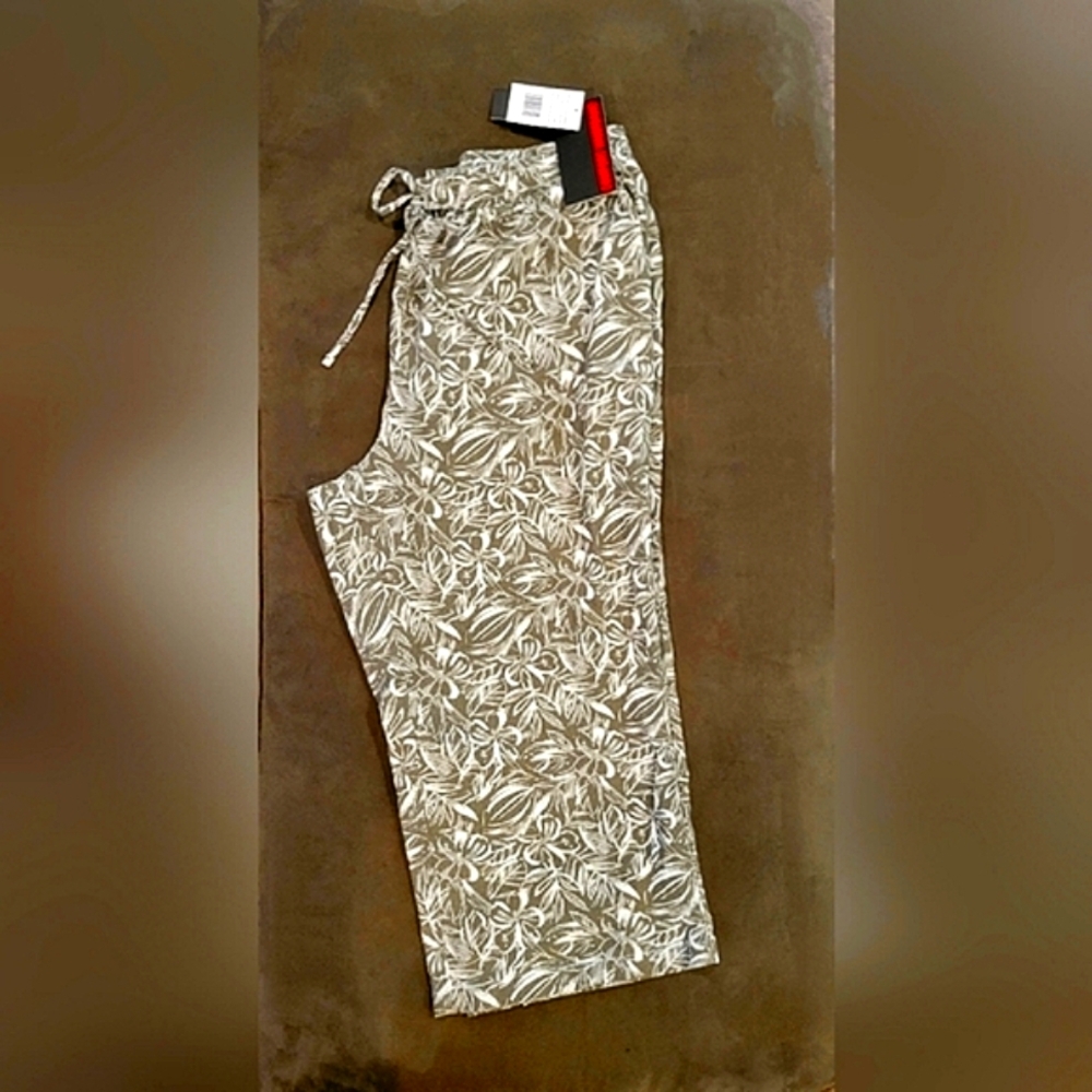 NWT 16W Linen Blend Wide Leg Cropped Pants